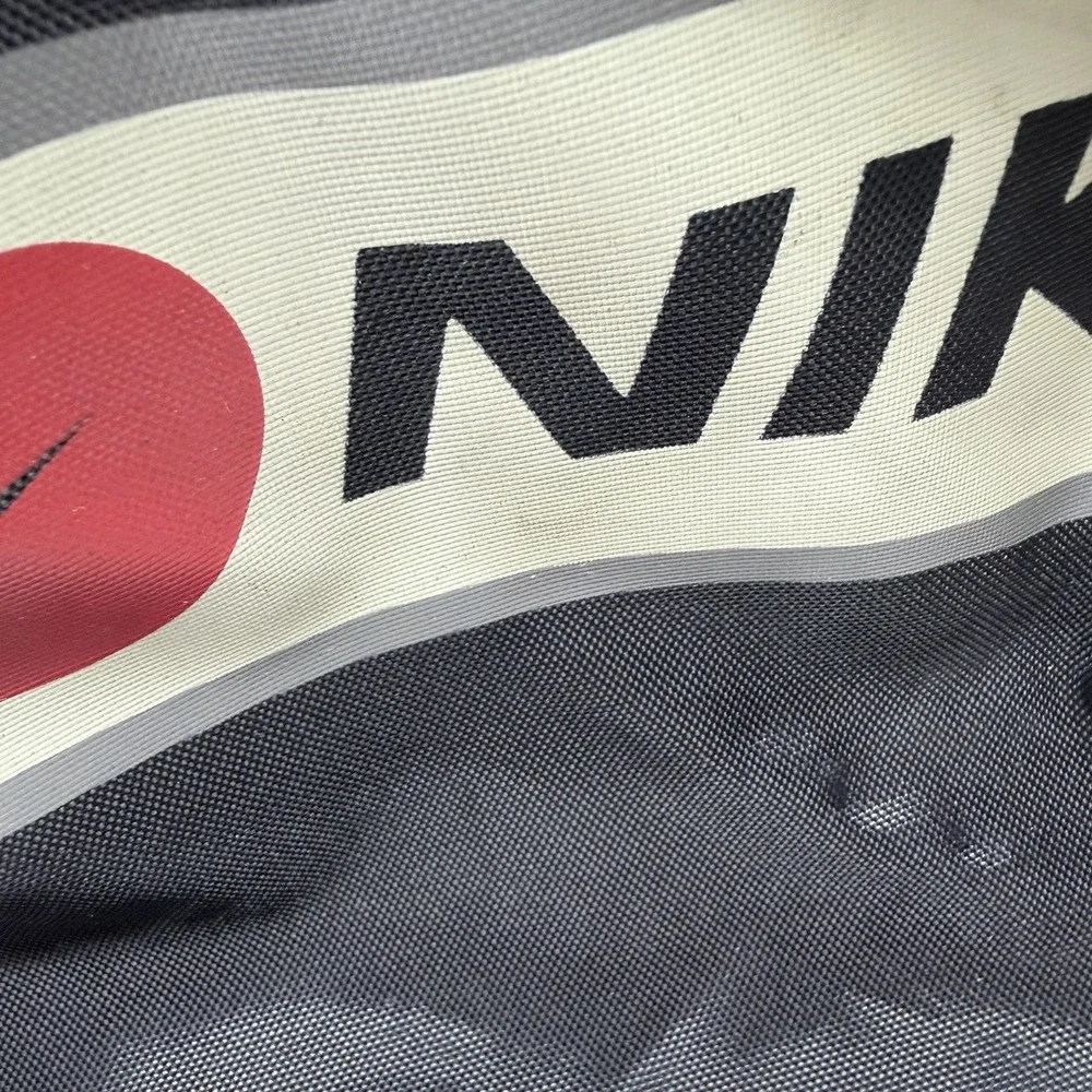 Rare Vintage 90s NIKE Duffle Bag Red Black Spellout Swoosh Retro Gym Travel
